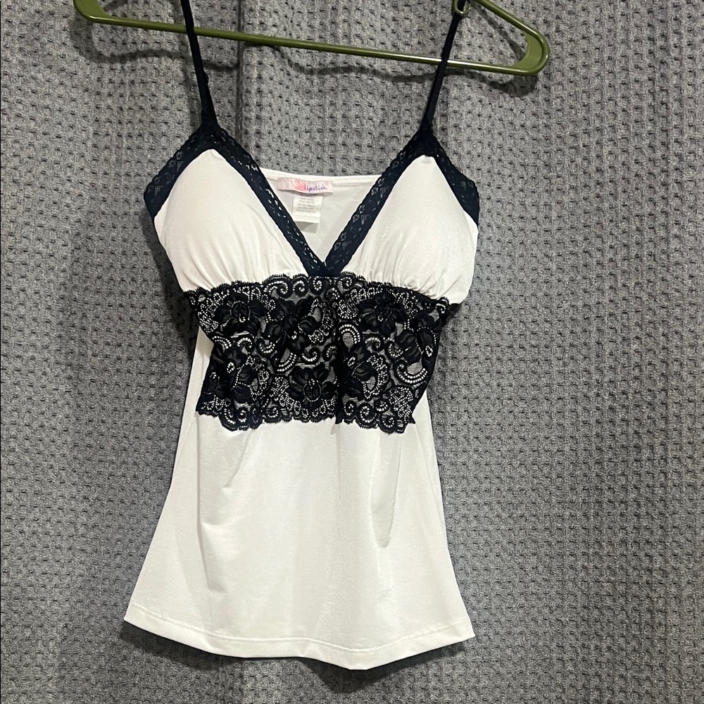 Lipstick Boutique Black and White Lace Camisole